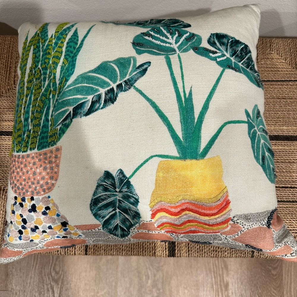 West Elm Decorative Pillow cover with Plant Design